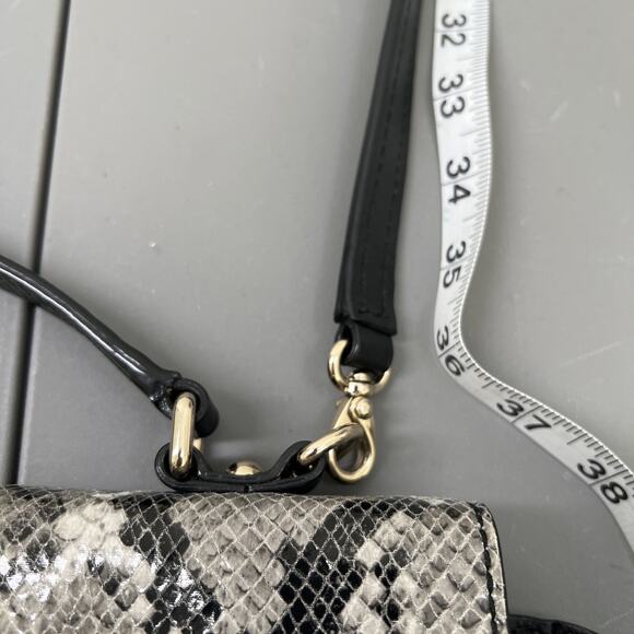 Kate Spade Magnolia Park Large Laurel Satchel Snake Embossed Leather Black White - Picture 16 of 16